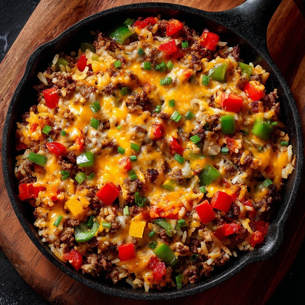 Ground Beef Stuffed Bell Pepper Skillet