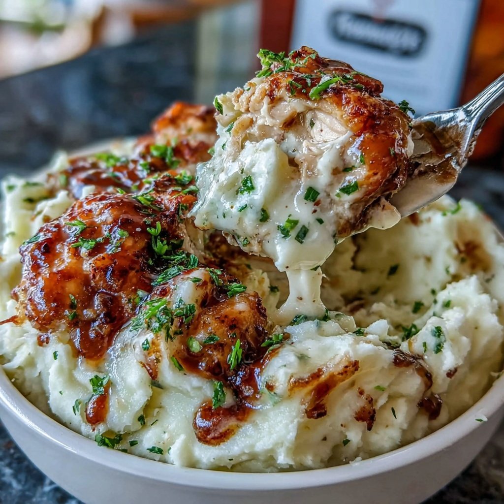 Mashed Potatoes With Garlic Butter Chicken