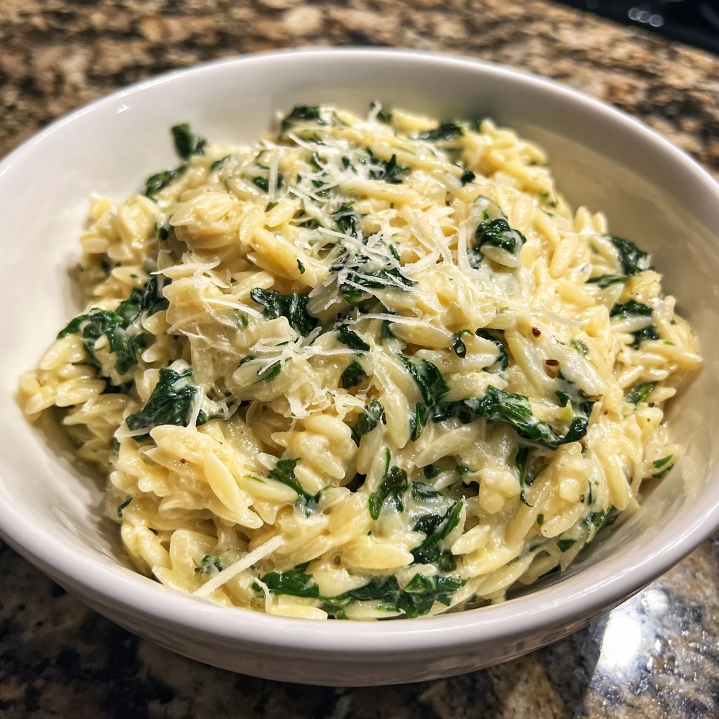 Creamy Spinach Parmesan Orzo