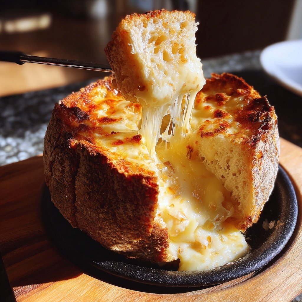 Fondue with Swiss Cheese and Garlic