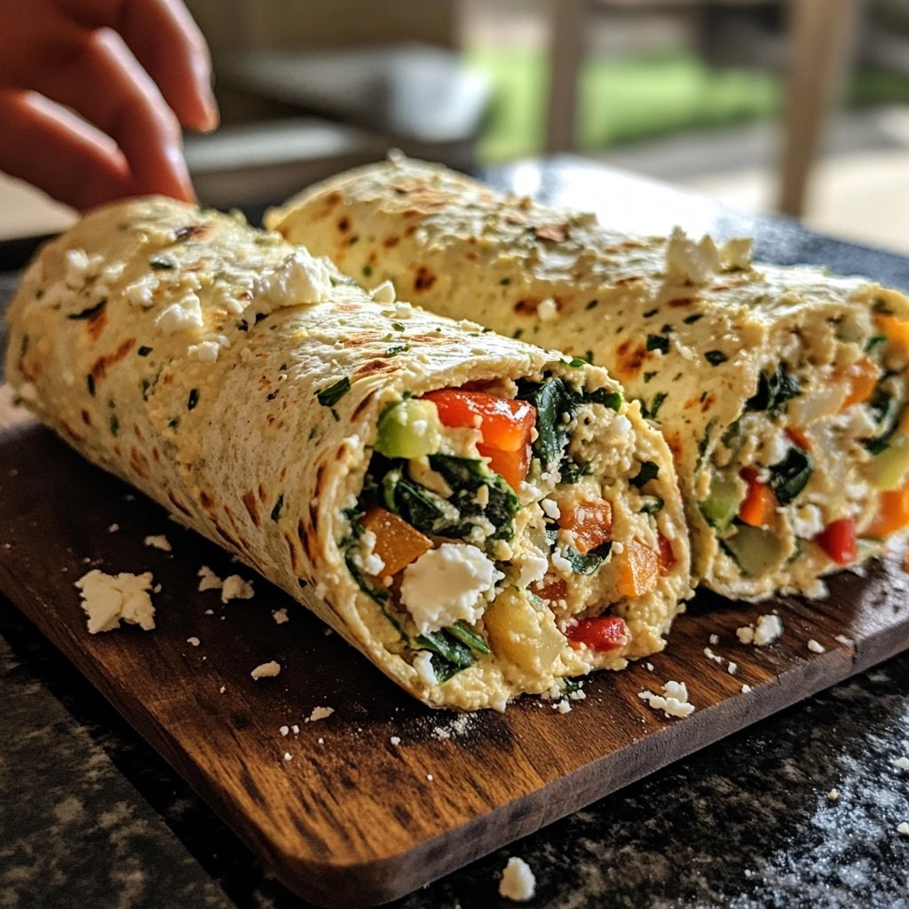 High-Protein Veggie Hummus Wrap Lunch