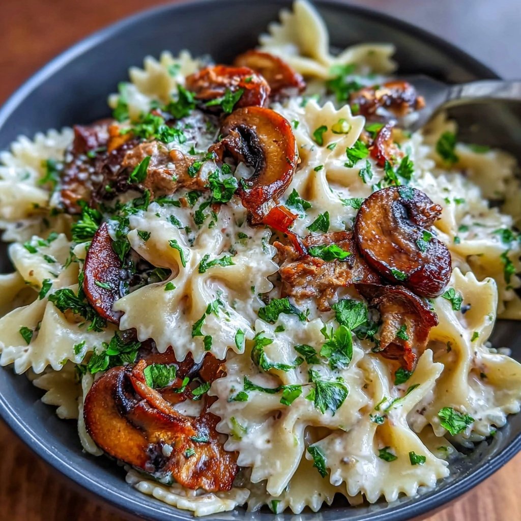 Bow Tie Pasta With Mushroom Cream Sauce
