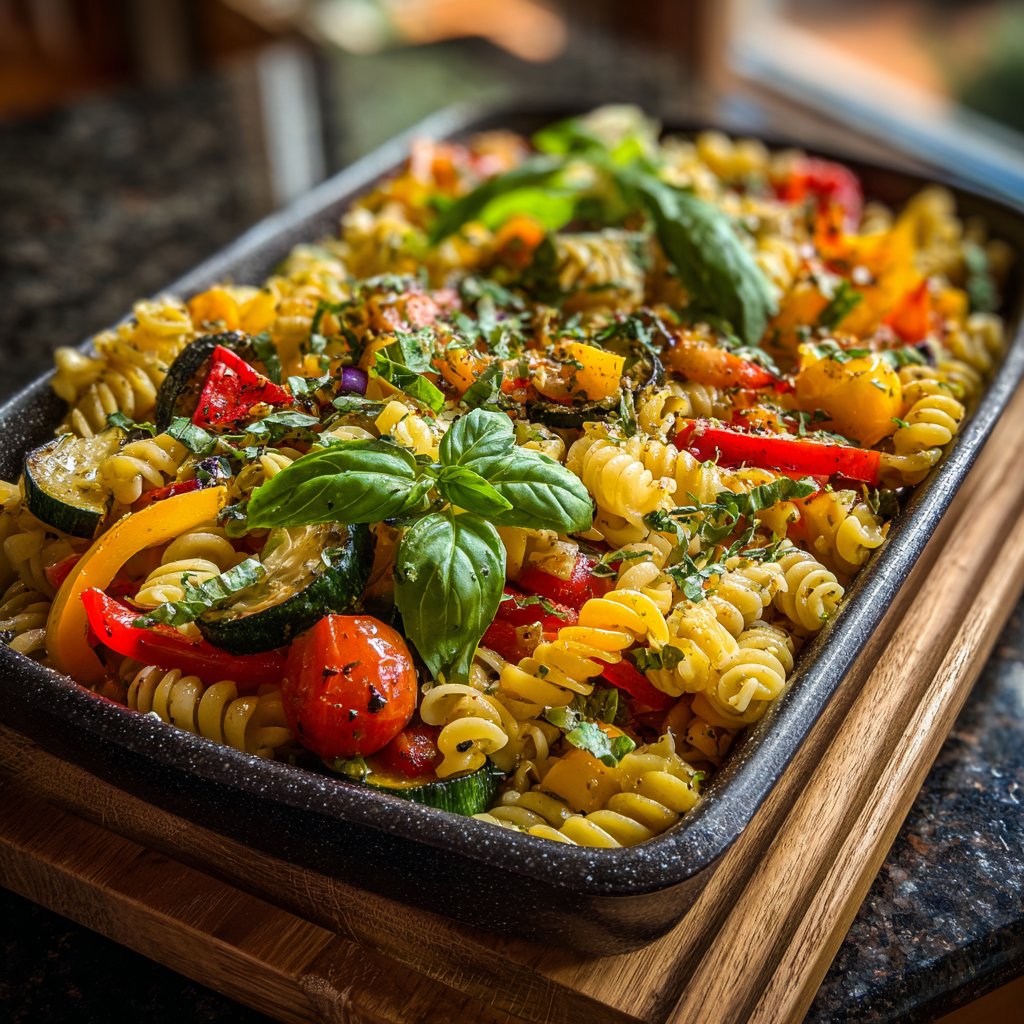 Healthy Lunch Roasted Vegetable Pasta Salad