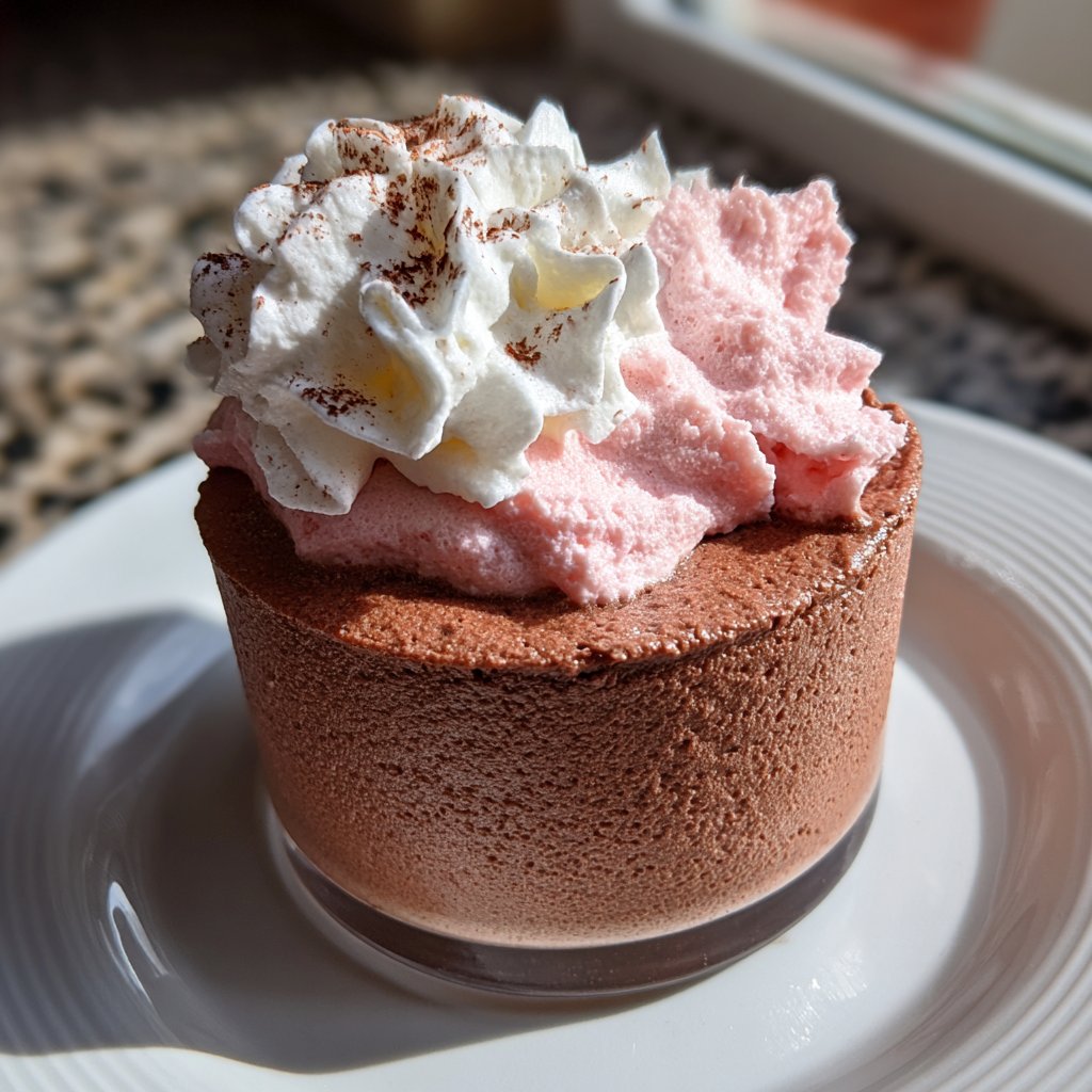 Chocolate Mousse with Pink Whipped Cream
