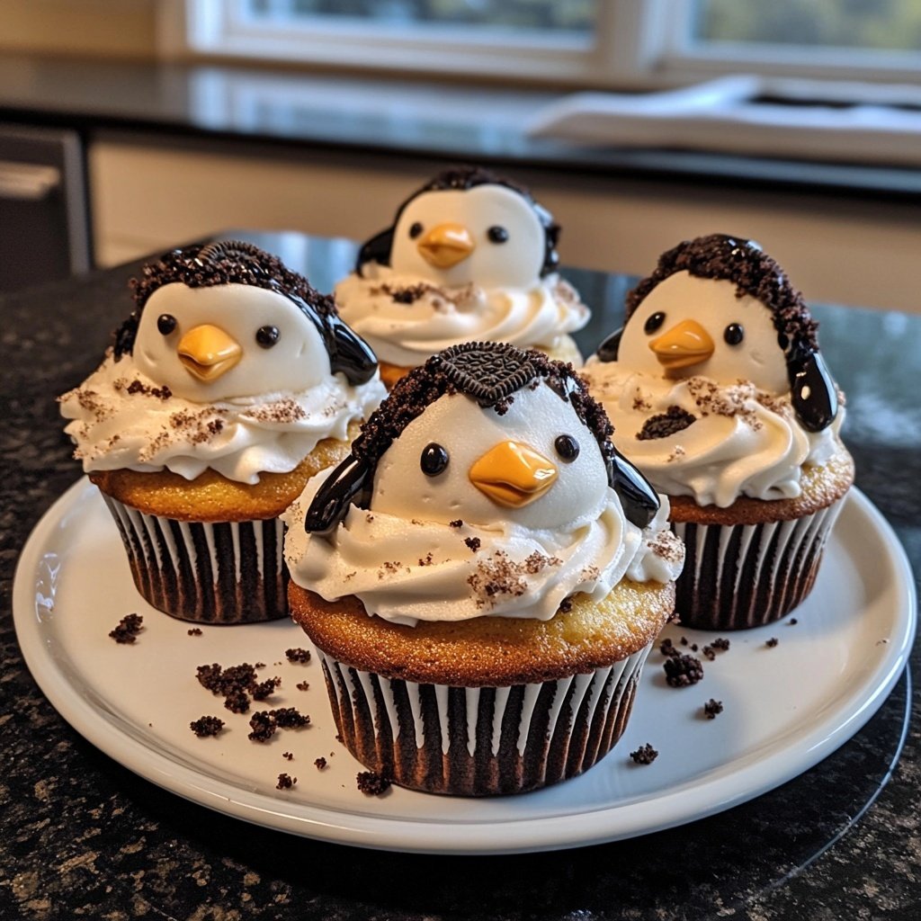 Penguin Cupcakes made with Oreos