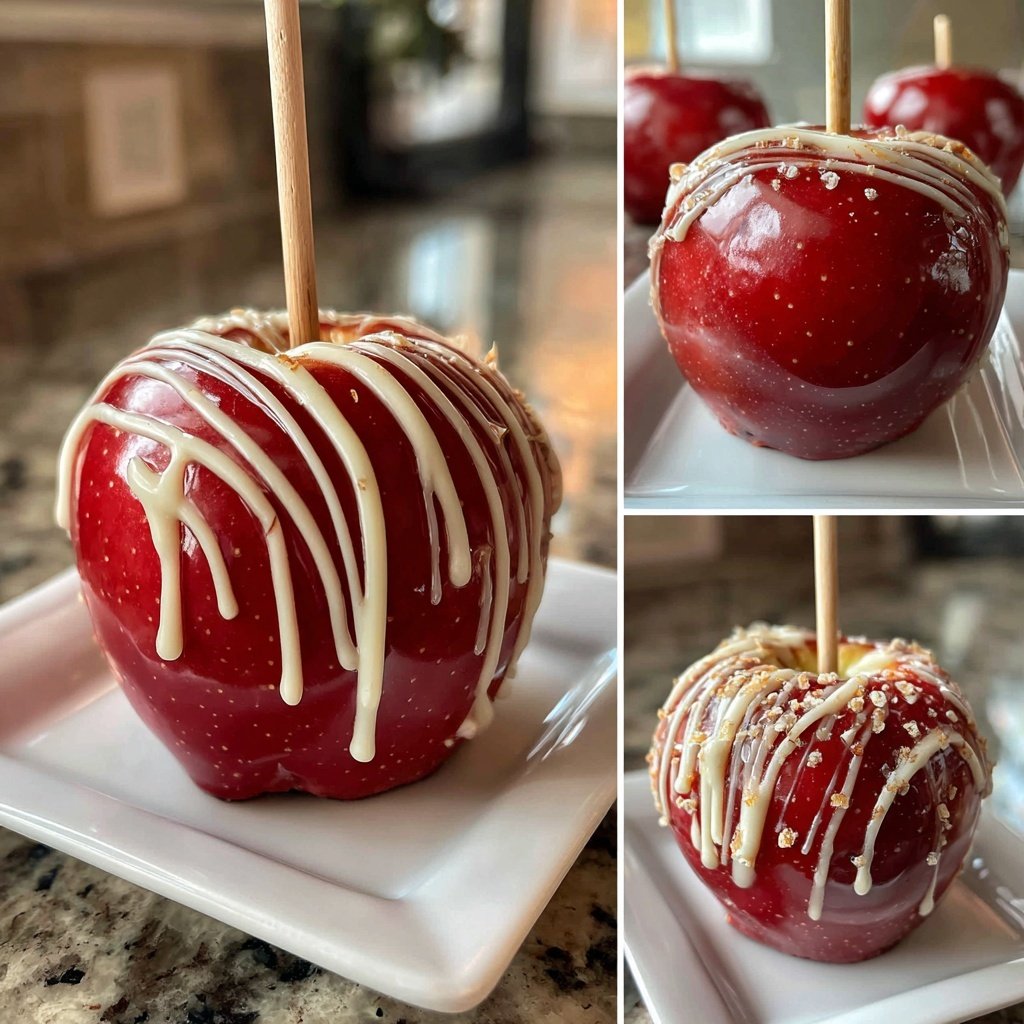 Candy Apple With White Chocolate Drizzle