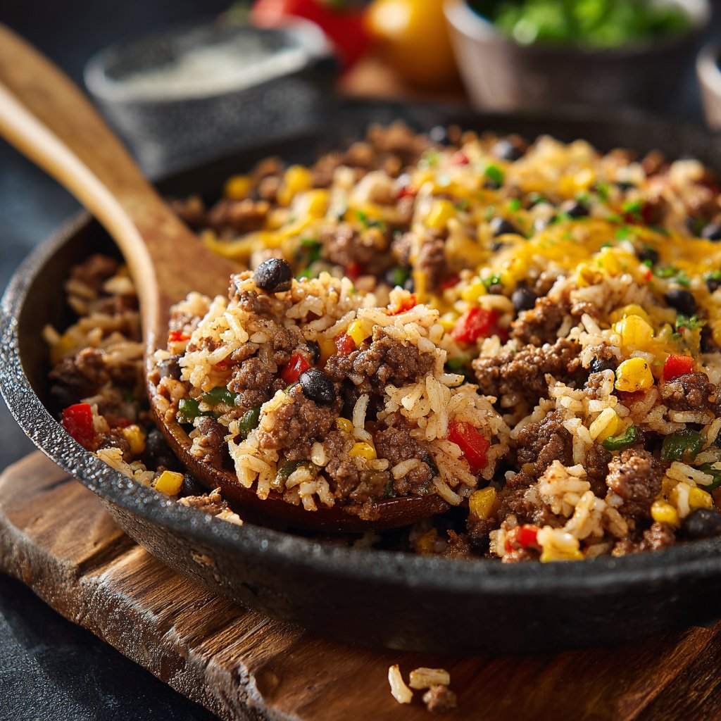 Quick Ground Beef And Rice Skillet